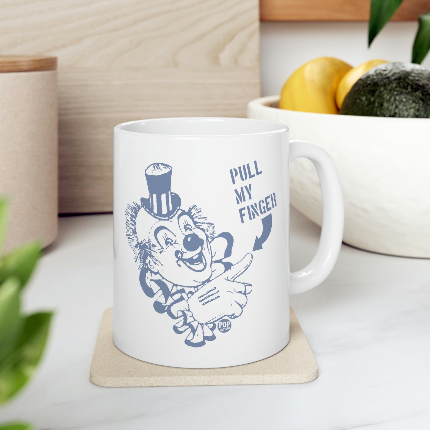 PULL MY FINGER CLOWN COFFEE MUG