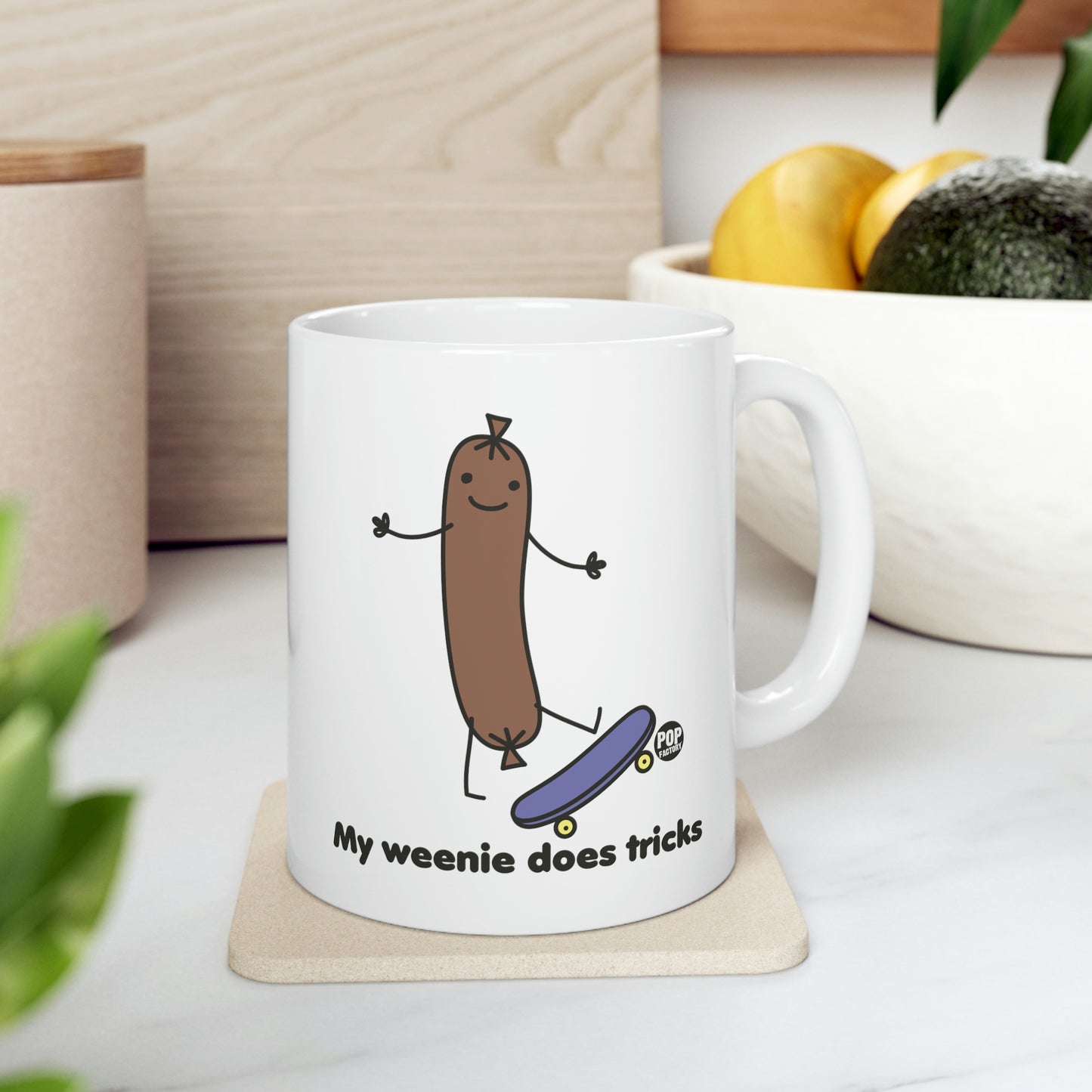 MY WEENIE DOES TRICKS COFFEE MUG