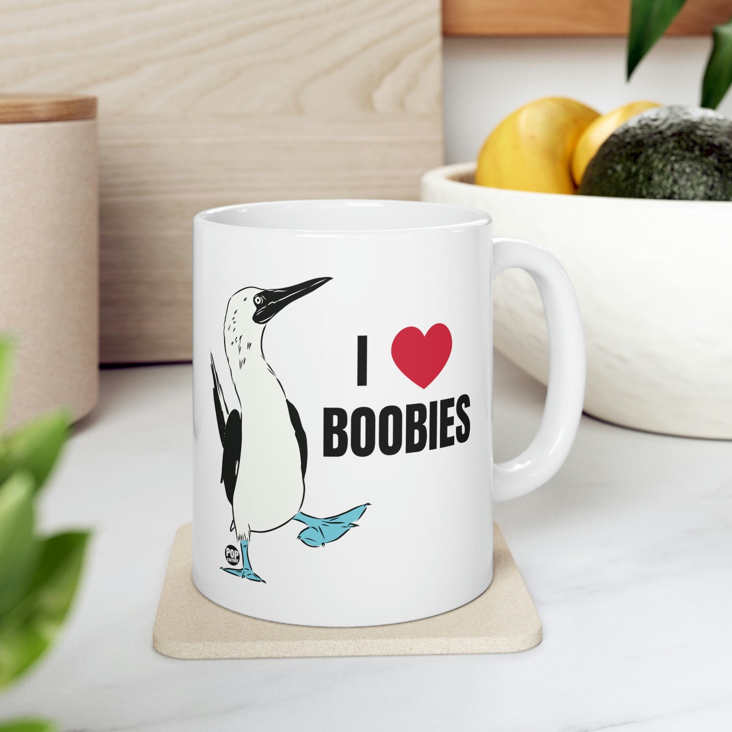 I LOVE BOOBIES, BIRD COFFEE MUG