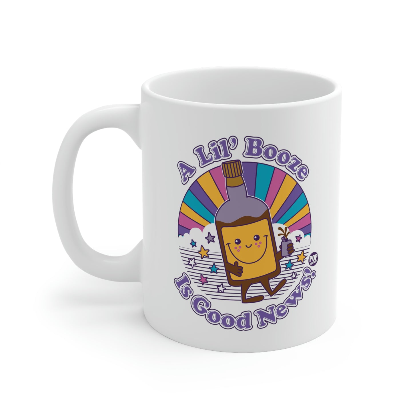 FUNSHINE-A LIL' BOOZE IS GOOD NEWS COFFEE MUG