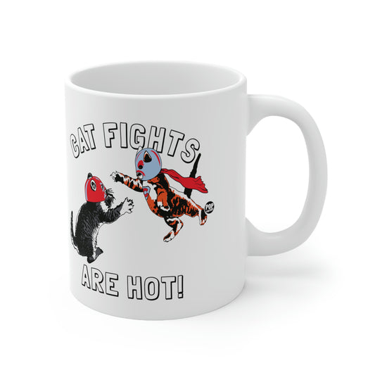 funny cat mug, cat fight mug, wrestling cat cup, sarcastic pet mug, pop factory mug, stupidmug coffee cup, cat humor gift, cat lovers gift idea, edgy animal mug, lucha libre cats, adult humor mug, novelty ceramic cup