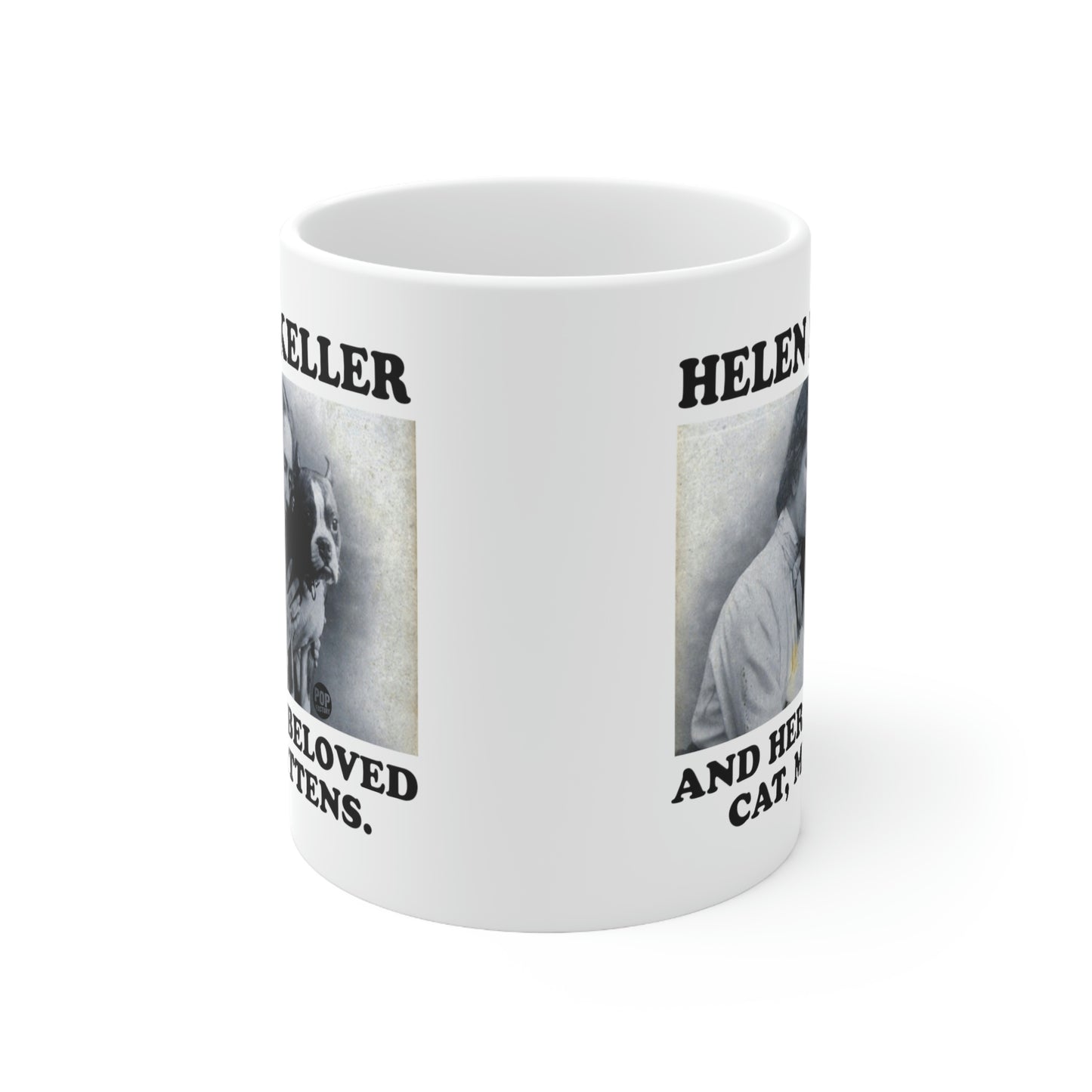 HELEN KELLER AND HER BELOVED CAT, MITTEN COFFEE MUG