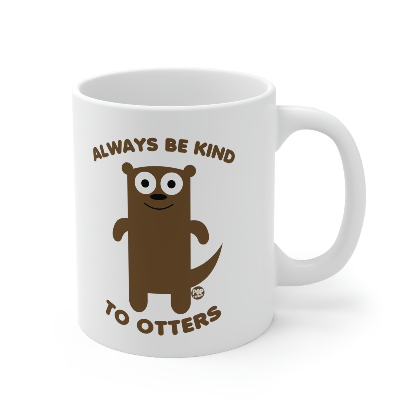 white coffee mug with brown adorable otter