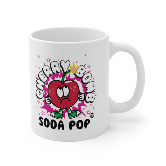 Funny cherry bomb cartoon mug with soda pop fizz, perfect for bold fruit lovers – from StupidMug® by Pop Factory®