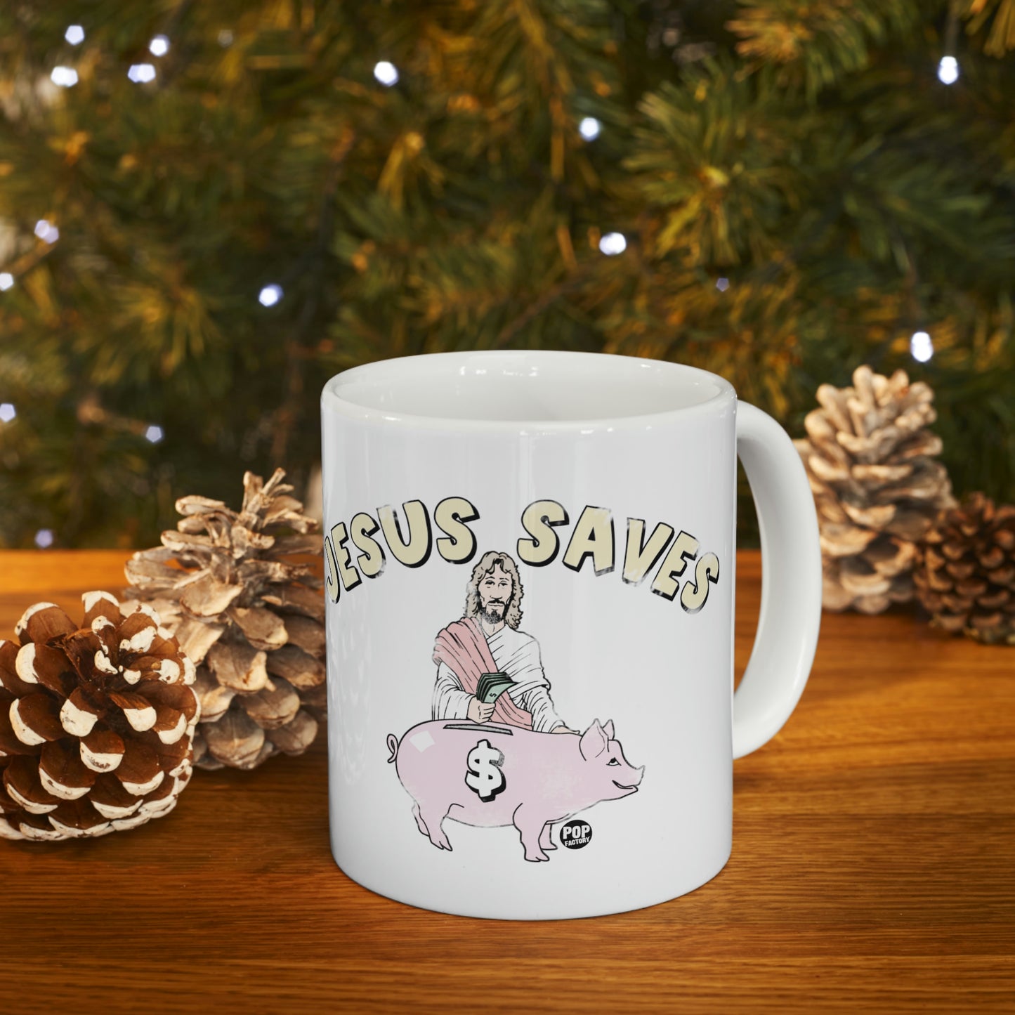 JESUS SAVES! COFFEE MUG