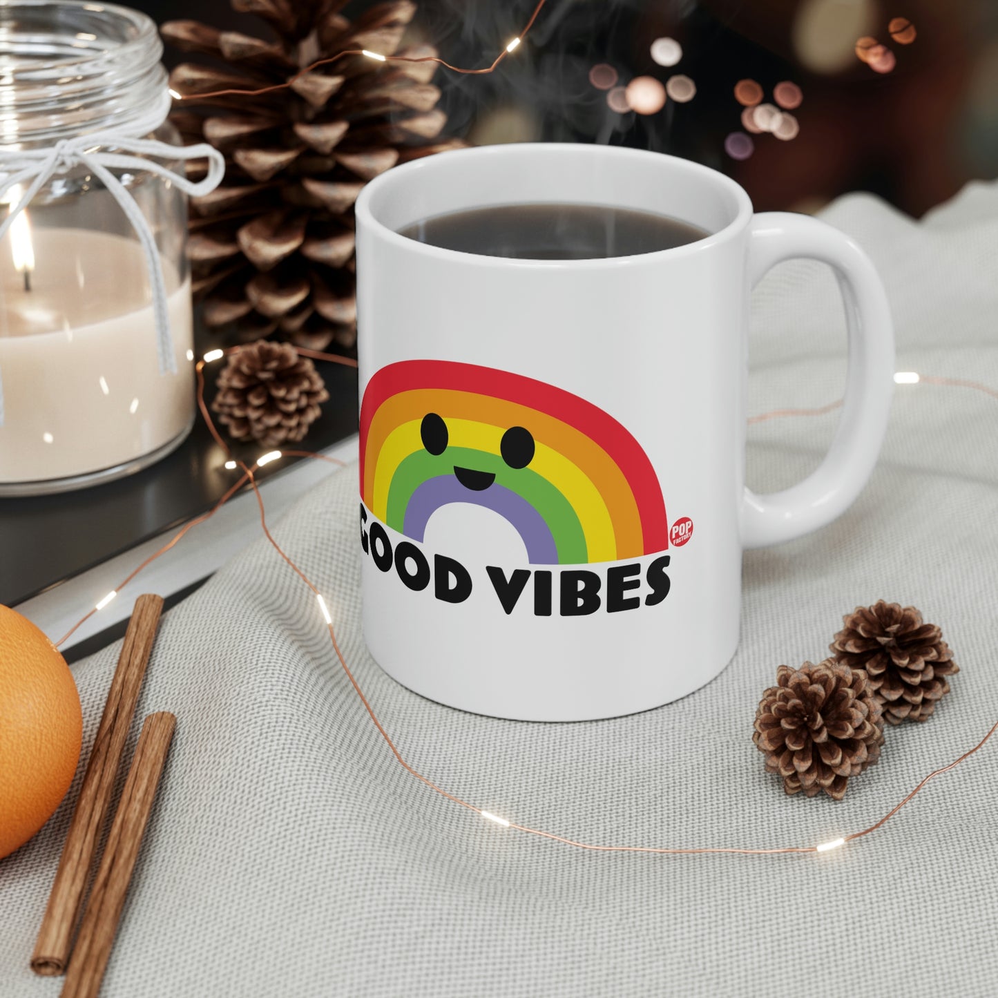 GOOD VIBES RAINBOW COFFEE MUG