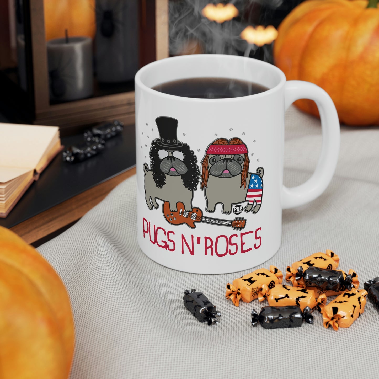 PUGS AND ROSES COFFEE MUG