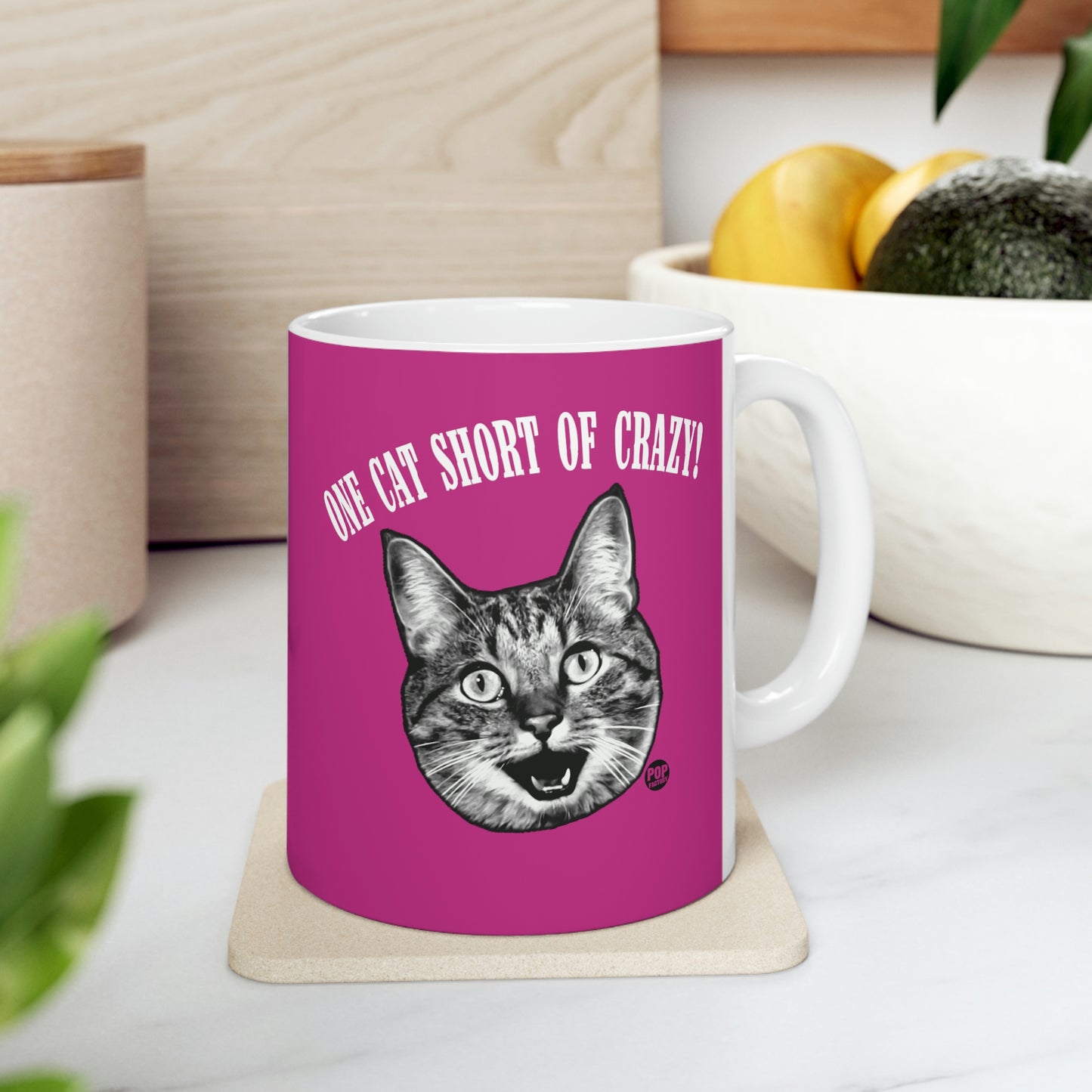 ONE CAT SHORT OF CRAZY!  COFFEE MUG