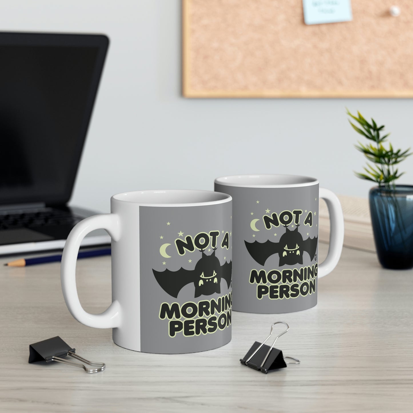 NOT A MORNING PERSON BAT COFFEE MUG