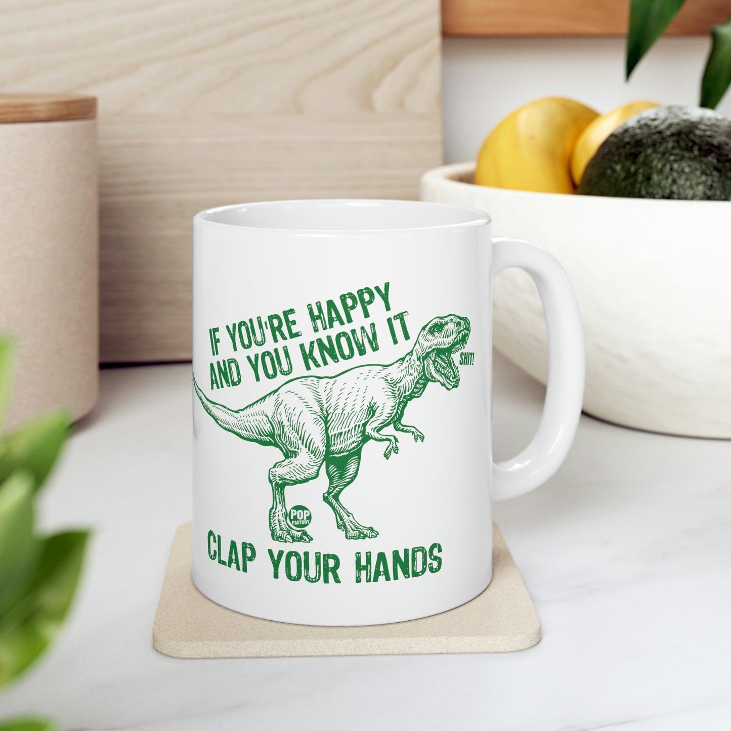 CLAP YOUR HANDS T REX COFFEE MUG