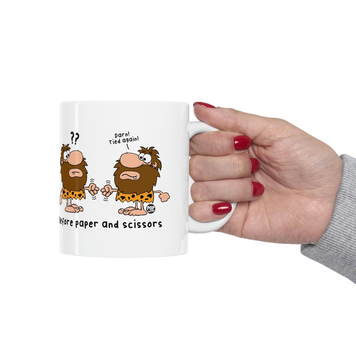 CAVEMEN ROCK SISSOR COFFEE MUG