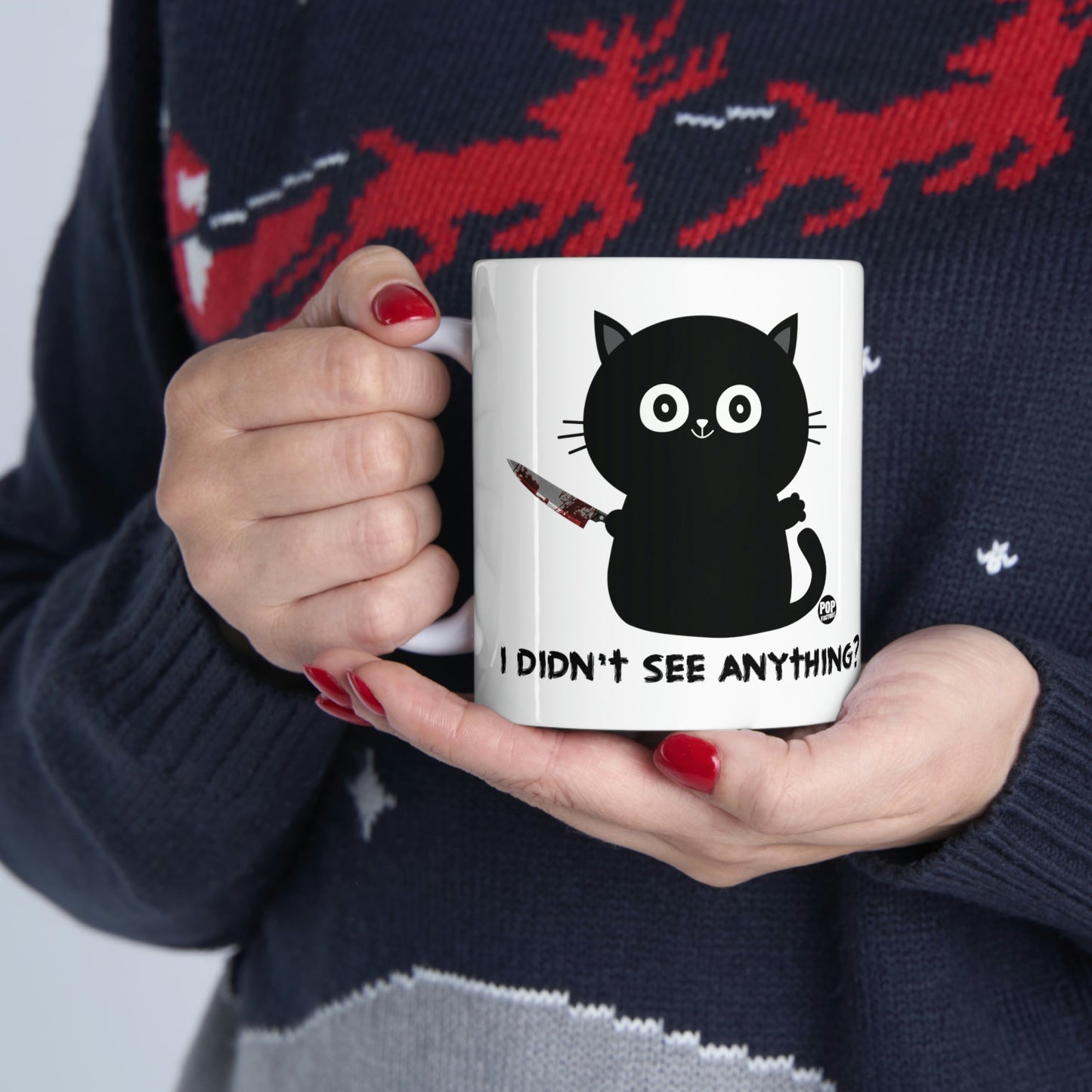 DIDN'T SEE ANYTHING? CAT KNIFE COFFEE MUG