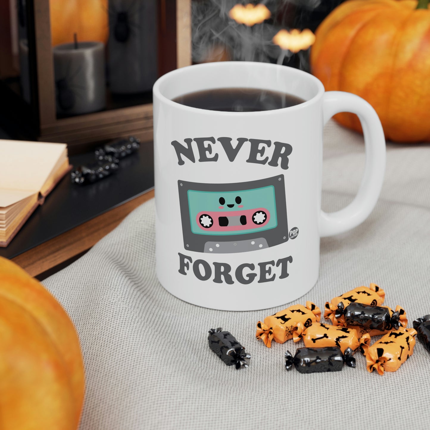 NEVER FORGET CASSETTE TAPE COFFEE MUG