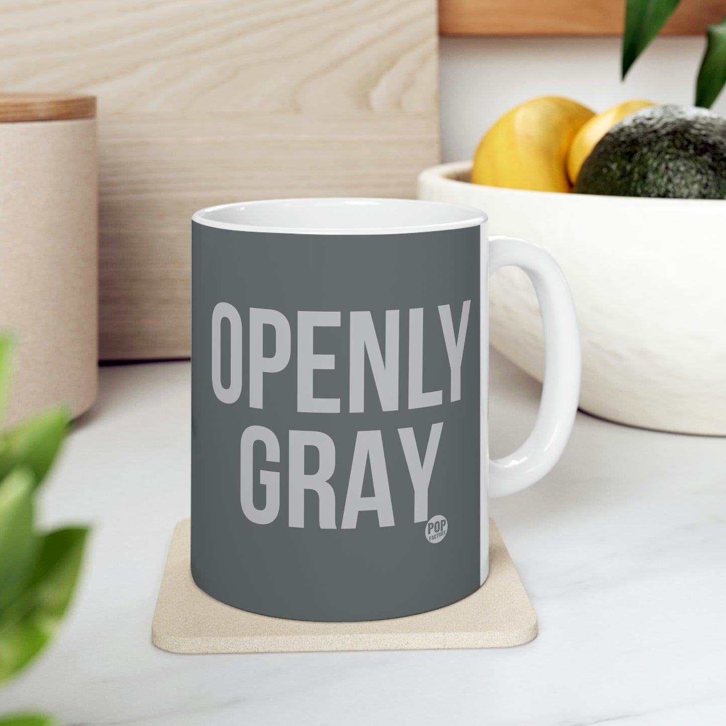 OPENLY GRAY COFFEE MUG