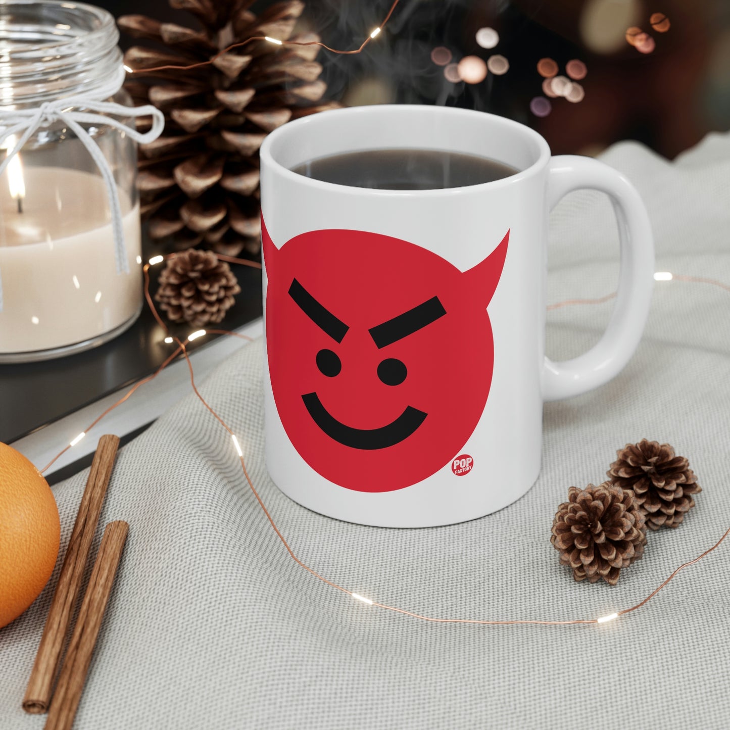 DEVIL SMILEY FACE COFFEE MUG