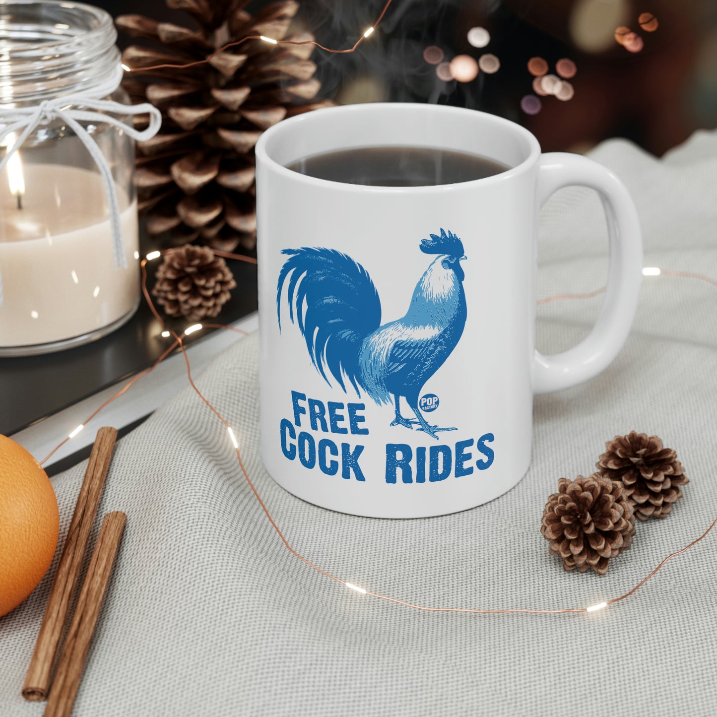 FREE COCK RIDES COFFEE MUG