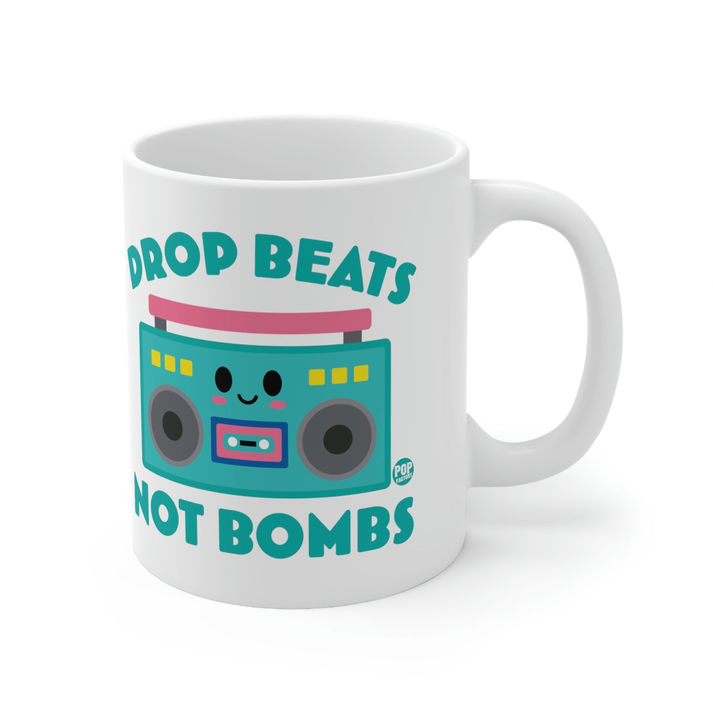 DROP BEATS NOT BOMBS COFFEE MUG