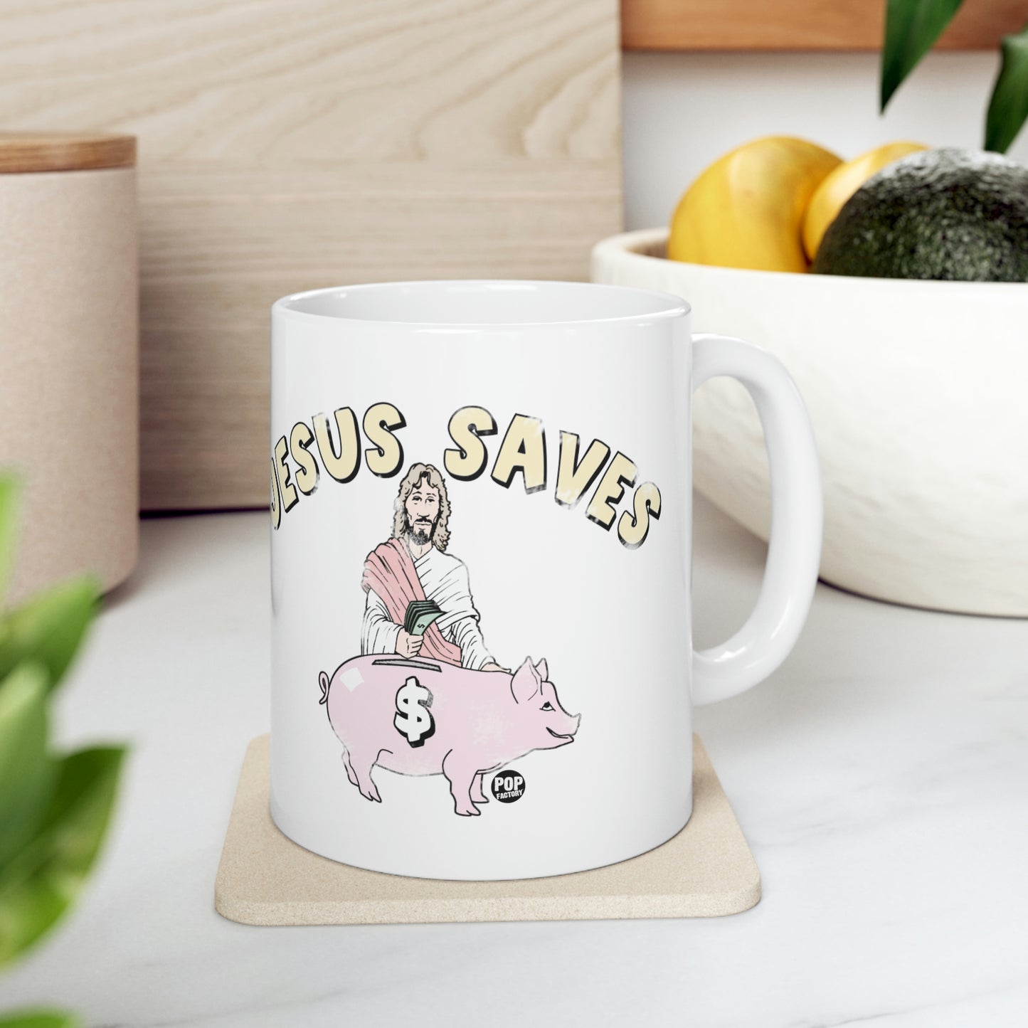 JESUS SAVES! COFFEE MUG