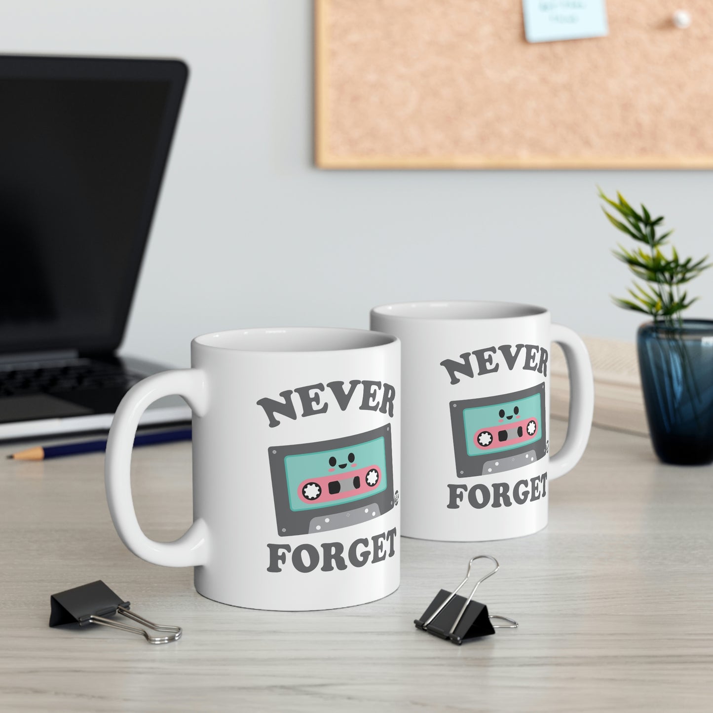 NEVER FORGET CASSETTE TAPE COFFEE MUG