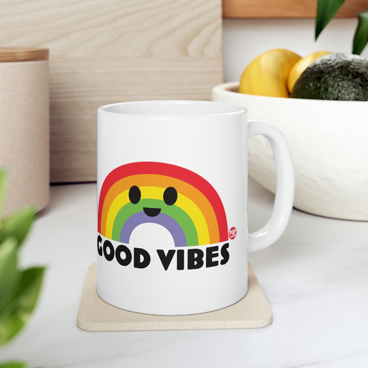 GOOD VIBES RAINBOW COFFEE MUG