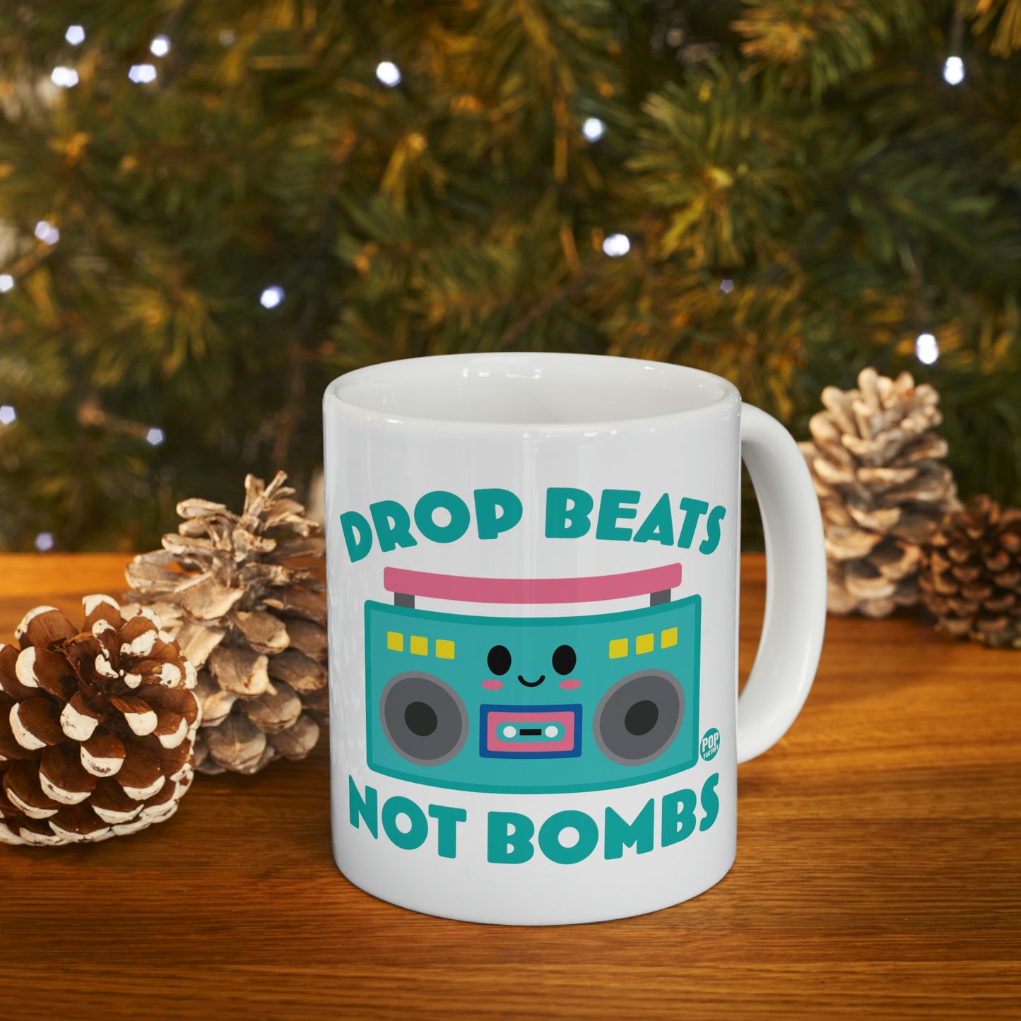 DROP BEATS NOT BOMBS COFFEE MUG