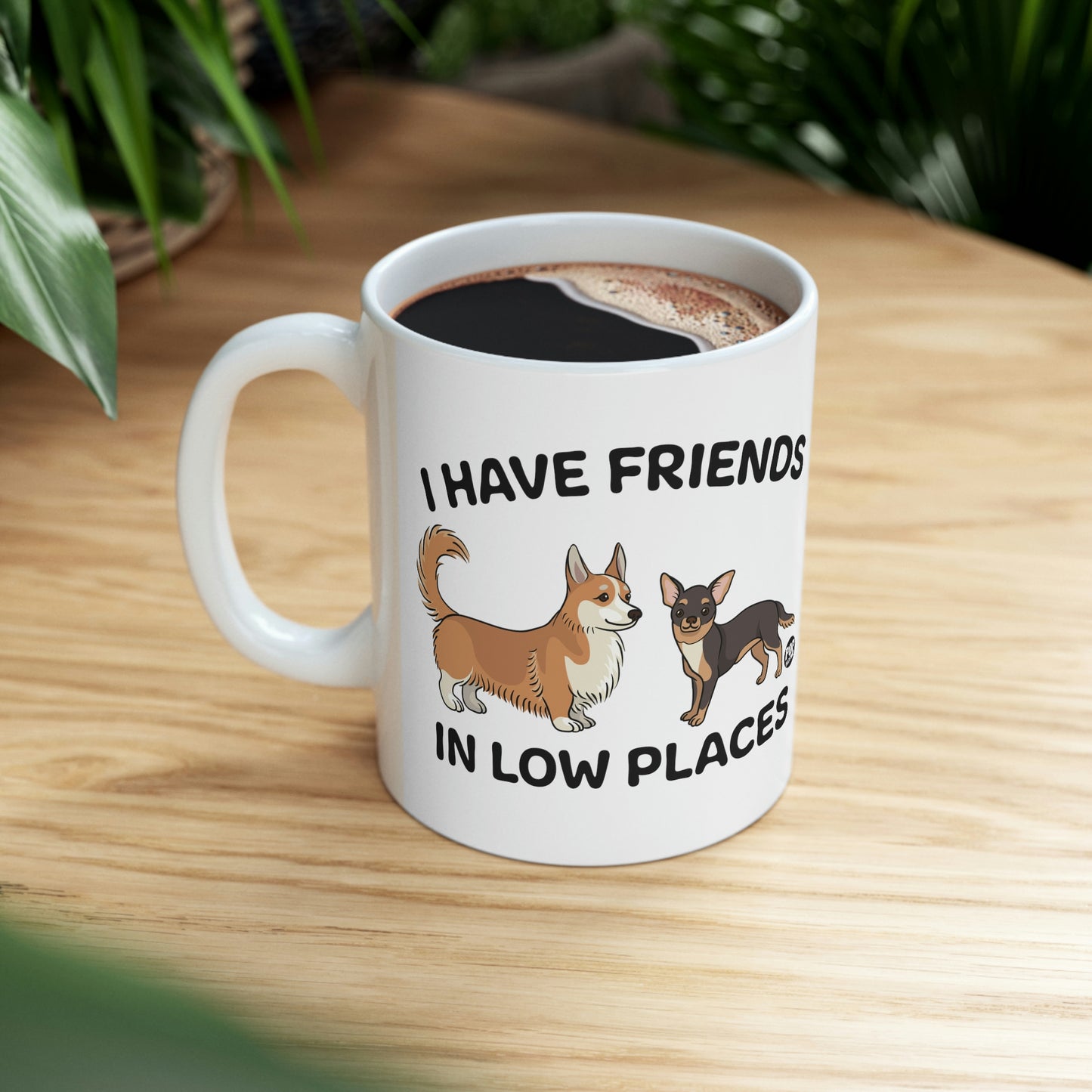 FRIENDS LOW PLACES DOGS COFFEE MUG