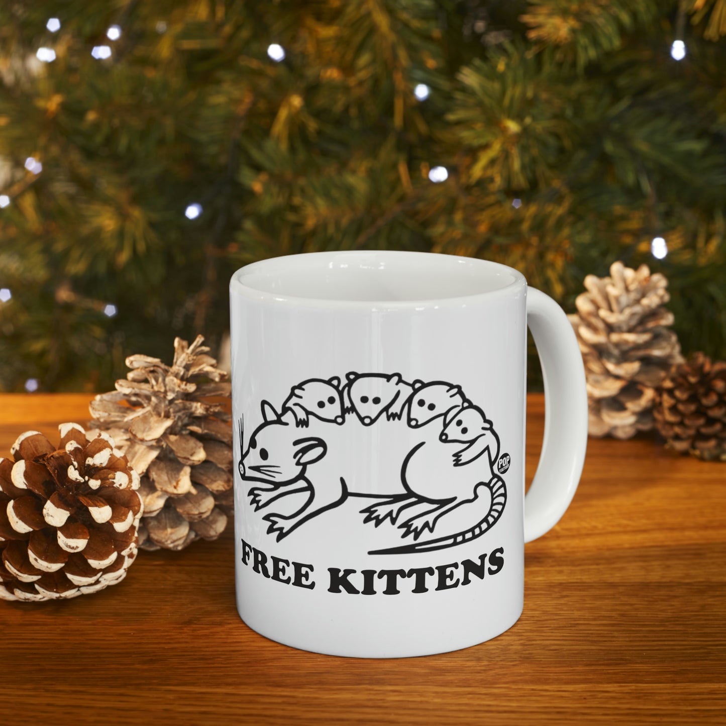 FREE KITTENS POSSUM COFFEE MUG