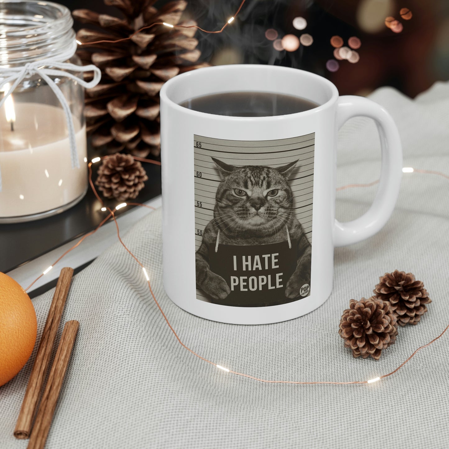 I HATE PEOPLE! CAT COFFEE MUG