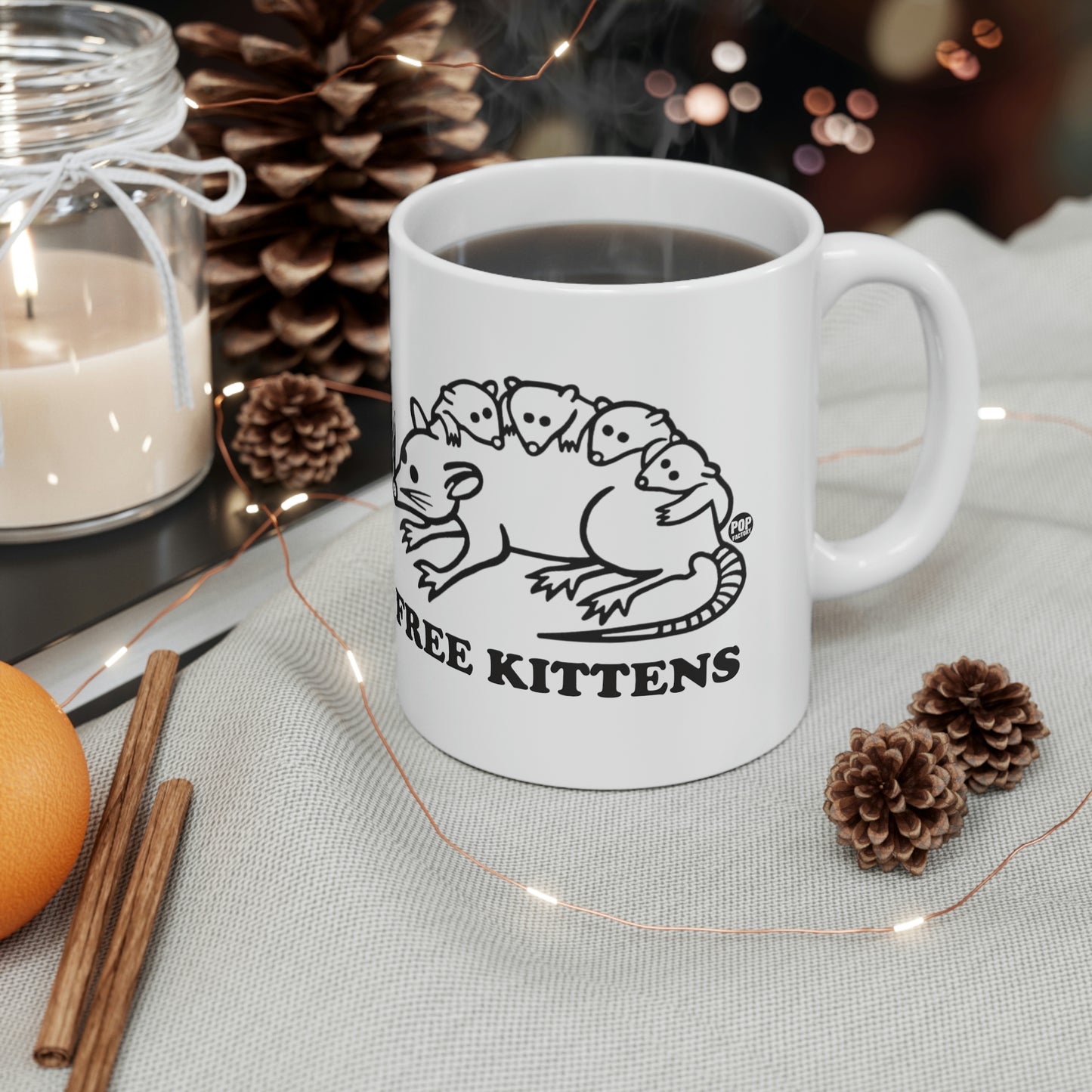 FREE KITTENS POSSUM COFFEE MUG