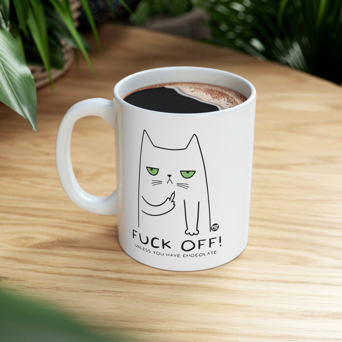 FUCK OFF CHOCOLATE CAT COFFEE MUG\