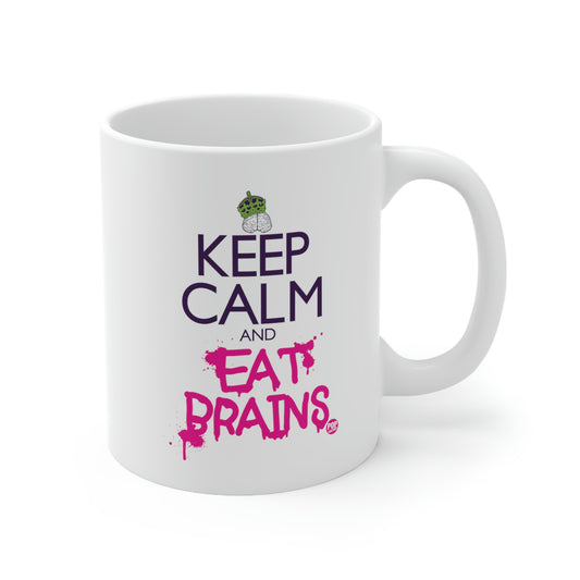 Funny zombie coffee mug with “Keep Calm and Eat Brains” quote – Halloween horror mug by StupidMug® by Pop Factory®

